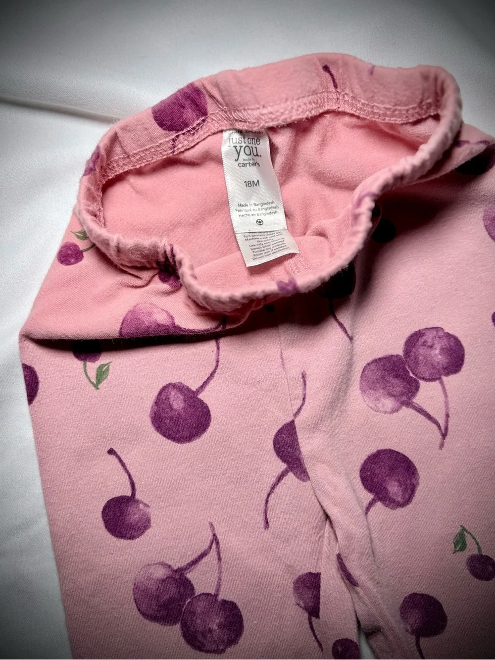 Carter's Pink Leggings with Purple Cherry Print
